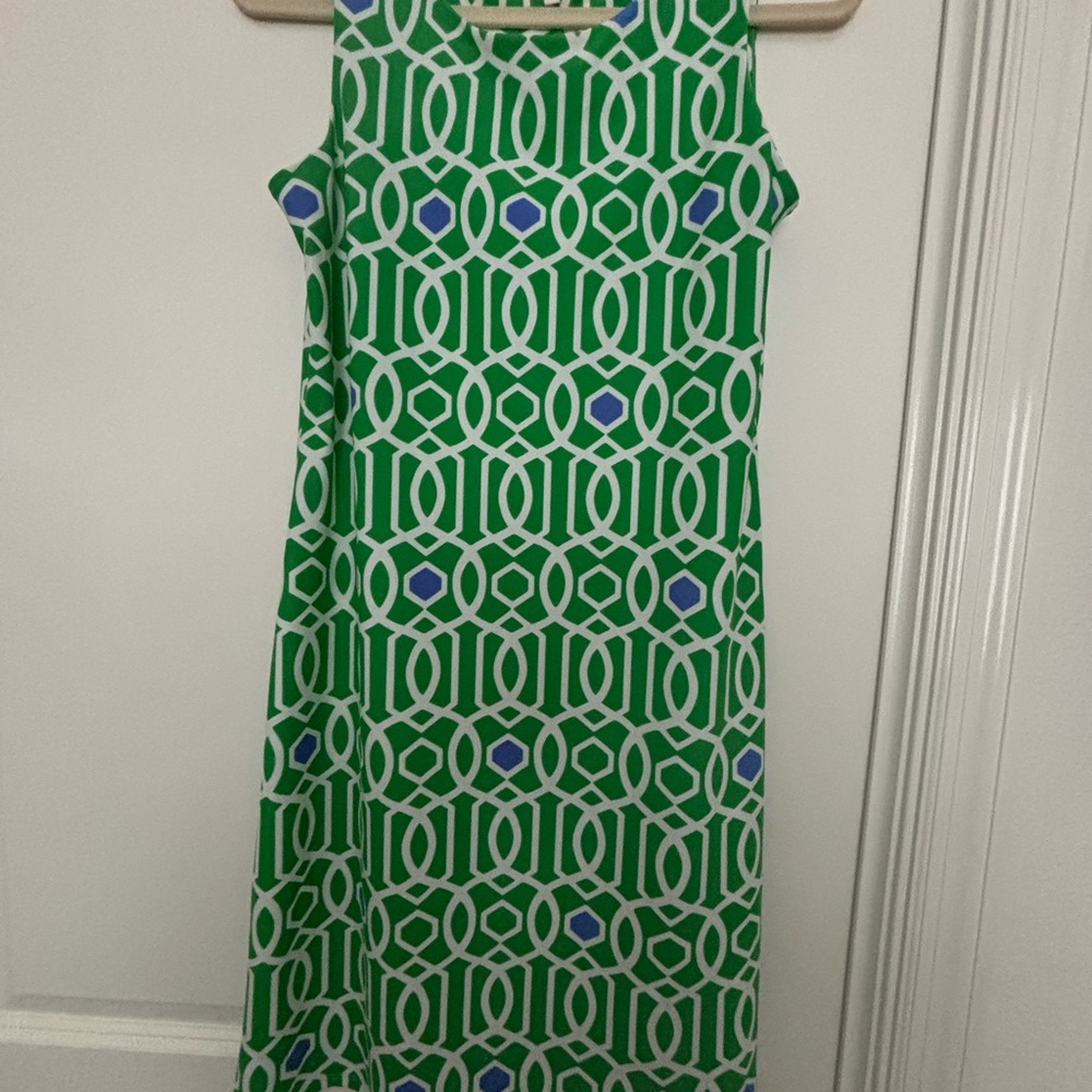 Jude Connally Green and White Halter Midi Dress